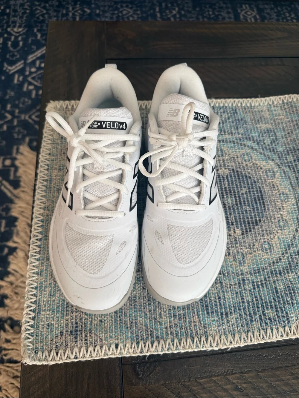 New Balance White Athletic Sneakers with Black Accents